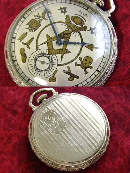 1916'sアンティークフリーメイソン×エルジン【ELGIN】手巻き式懐中時計