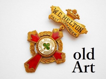 1880-1910年代アンティークフリーメイソンテンプル騎士団勲章バッジ