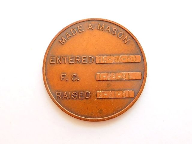 1951sフリーメイソン神秘プロビデンスの目ヴィンテージコインメダル【M-10194】-千種区アンティークショップold-Artオールド アート