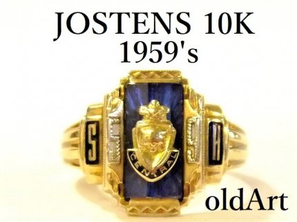 1959'sビンテージ10金無垢ジャスティン/JOSTENS社製カレッジリング指輪