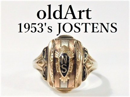1953'sビンテージ10金無垢ジャスティン/JOSTENS社製カレッジリング指輪 ...