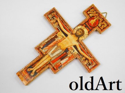 イタリア製イエスキリスト十字架クロスカトリック壁掛けオブジェ置物 