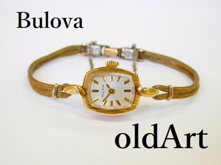 ビンテージ1940-50年代ブローバBulova手巻き式レディース腕時計ドレス