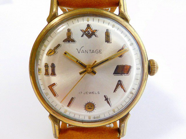 ヴィンテージ1970年代フリーメイソンハミルトンVANTAGE手巻き式メンズ腕時計【M-12113】- 名古屋アンティークショップoldArtオールド  アート