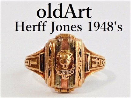 1948年代ビンテージ10金無垢ハーフジョンズHJ社製カレッジリング指輪15 