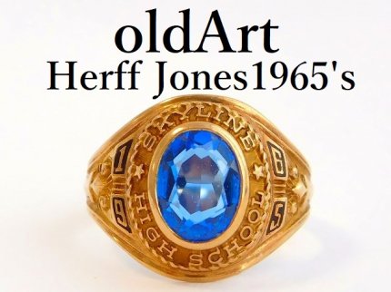 1965年ビンテージHERFF JONES社製10金無垢カレッジリング指輪11号10K ...