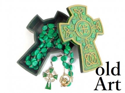 アイルランド伝統的ビンテージCladdaghクラダシャムロックケルト十字架 