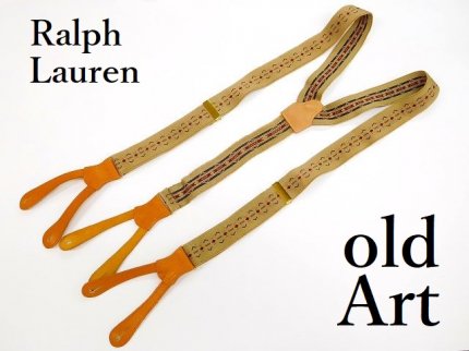 USA製Polo Ralph Laurenラルフローレン伸縮素材メンズボタン留め本革