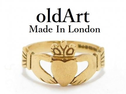 英国イギリスロンドン製アイルランド伝統的な指輪クラダリング9金無垢