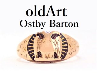 アンティーク1930年代フリーメイソン32階位双頭鷲OSTBY&BARTON社製10金無垢リング指輪10号10Kゴールド【M-13095】