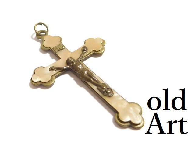 アンティークロザリオイエスキリスト十字架クロスメダイペンダント 