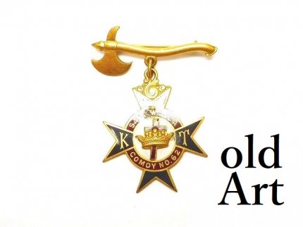 USA製1930年代アンティークフリーメイソンテンプル騎士団勲章バッジ