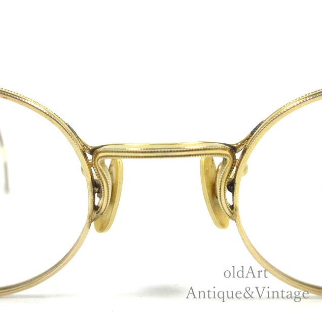 USA製1930sAmericanOpticalアメリカンオプティカルFUL-VUEラウンドフレームメガネ眼鏡1/10-12KGF  GOLD【4221】【N-20005】- Antique ＆ Vintage shop oldArt オールドアート