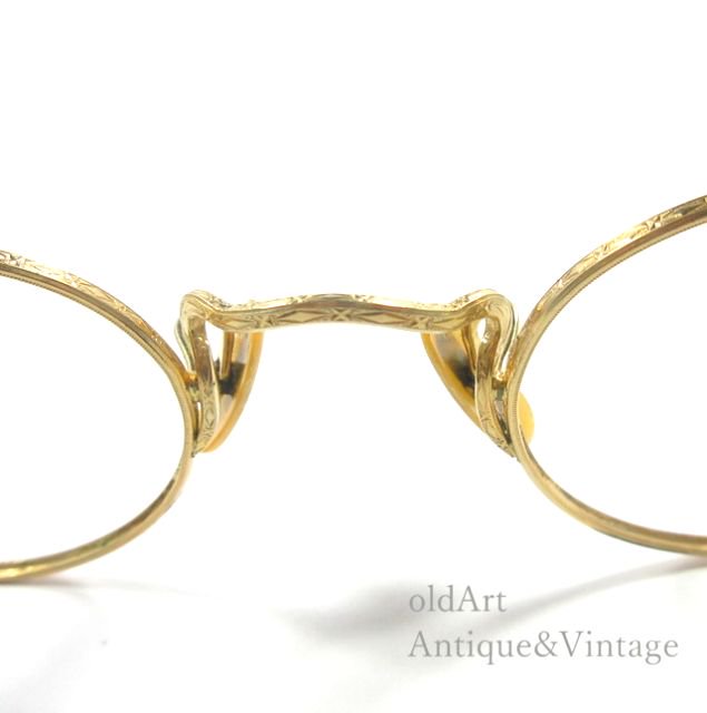 A1147】丸メガネ アンティーク 真鍮フレーム 眼鏡 ビンテージ 中国製