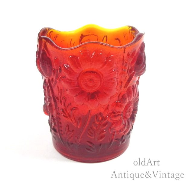 約355×20cmガラス　花瓶　オブジェ　赤