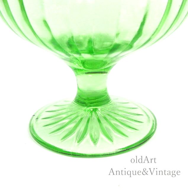 USA製Hazel Atlas社1930年代アメリカンアンティークウランガラス 