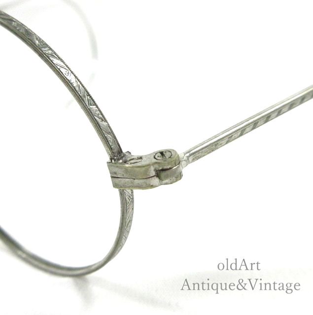 アメリカ製ヴィンテージ30-40sメガネ眼鏡42ー22 Silvercolor【N-20277 