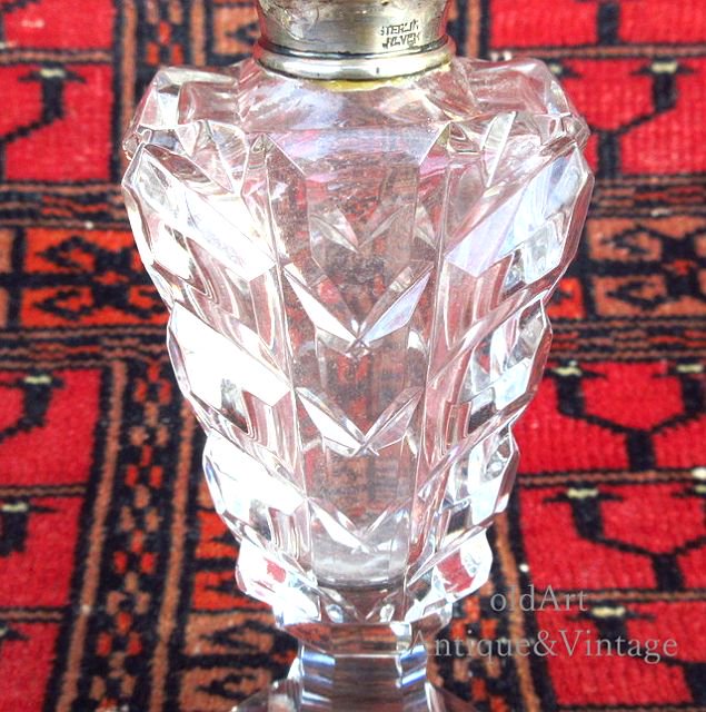 大正レトロ　アンティーク硝子　蓋瓶　香水瓶　V　3363