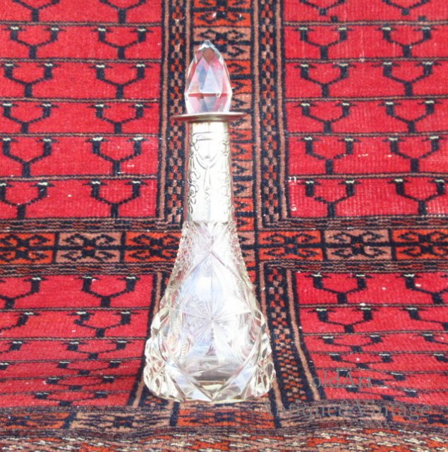 英国イギリス1921年製バーミンガムアンティークガラス香水瓶オブジェ 