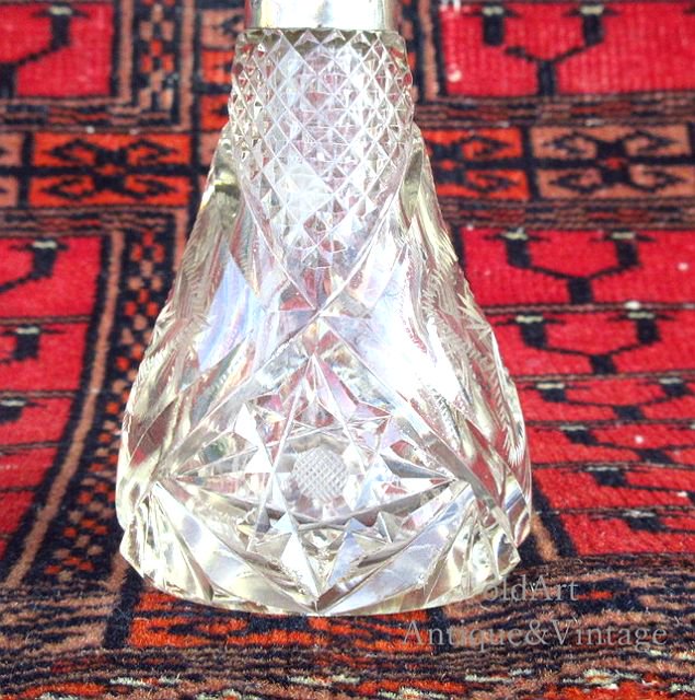 英国イギリス1921年製バーミンガムアンティークガラス香水瓶オブジェ 