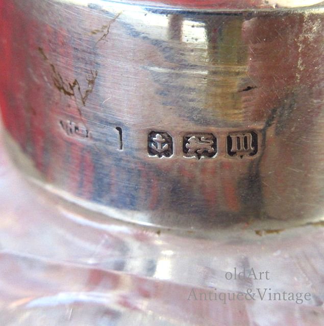 英国イギリス1911年製バーミンガムアンティークガラス香水瓶オブジェ