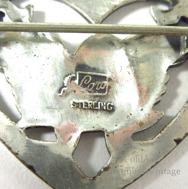 USA製1940年代CoroコロSTERLINGシルバー銀製鳩リーフピンブローチ