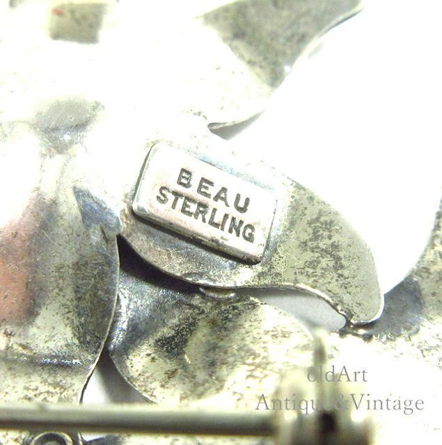 USA製ヴィンテージ1960年代BEAU STERLINGシルバー銀製フラワーピン 