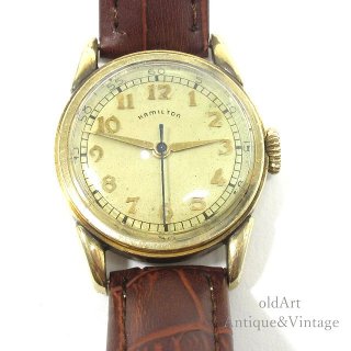 USA1950年代ヴィンテージHAMILTONハミルトンラウンド型10KGF金張り手巻き式メンズウォッチ腕時計【N-20905】