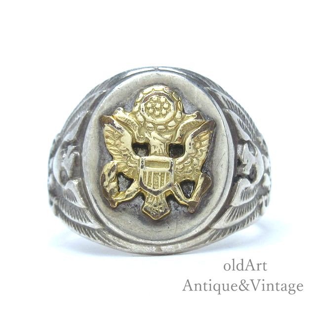 USA製D.B社1940年代WW2ヴィンテージUS.ARMY白頭鷲STERLINGシルバー製メンズミリタリーリング指輪【23号】【M-15203】-Antique  & Vintage shop oldArt
