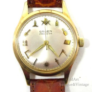 USAヴィンテージ1960年代フリーメイソンGRUENグリュエン手巻き式メンズ腕時計【N-21034】 