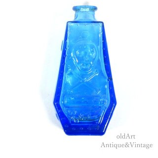 USA1970年代ヴィンテージスカルドクロR.I.P.棺桶ポイズンボトルガラス瓶オブジェ置物【Blue】【N-21262】 
