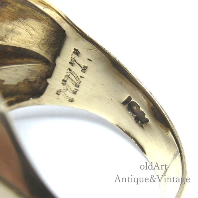 60s ビンテージ 10K ホワイト ゴールド サードオニキス ソルジャー 騎士 ダブル カメオ リング 彫刻 10金 無垢 米国製 パテント刻印 指輪