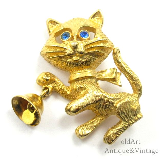 USAアメリカンヴィンテージAVONエイボンcat猫ゴールドピンブローチ 