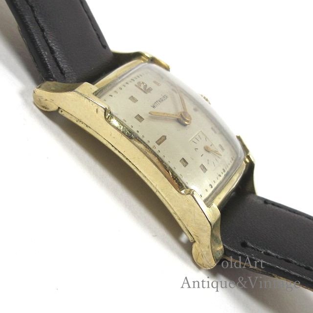 スイス製1950年代ヴィンテージWITTNAUERウィットナースクエア型10KGF金張り手巻き式メンズウォッチ腕時計【N-21422】  -Antique & Vintage shop oldArt オールドアート