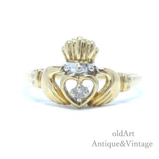 アイルランド伝統的な指輪Claddagh Ringクラダリングダイヤモンド【10金無垢/10Kゴールド】【22号】【M-15375】