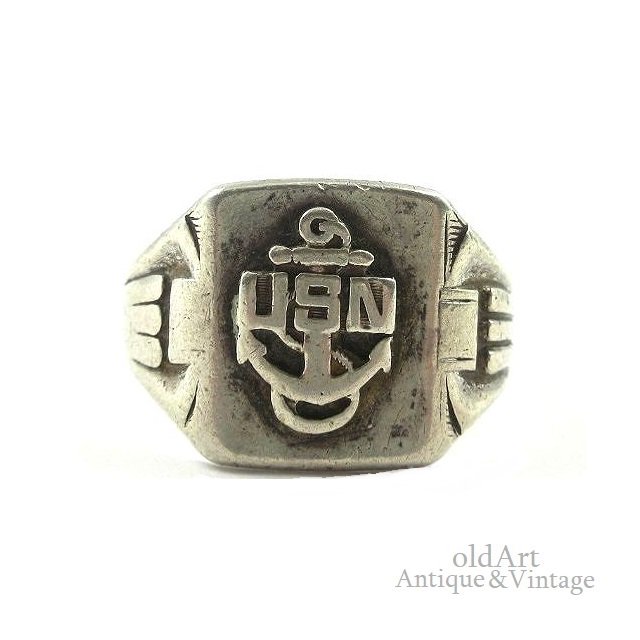 ご了承下さい1940-50’s USN ヴィンテージ ミリタリー シルバー リング 指輪