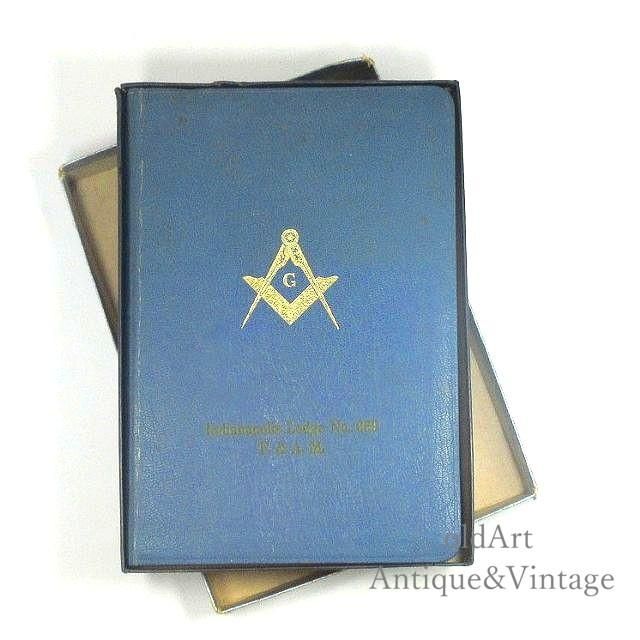 ヴィンテージ1974年代USAフリーメイソンオフィシャルHOLYBIBLE聖書バイブル古書本【N-21701】-Antique ＆ Vintage  shop oldArt オールドアート