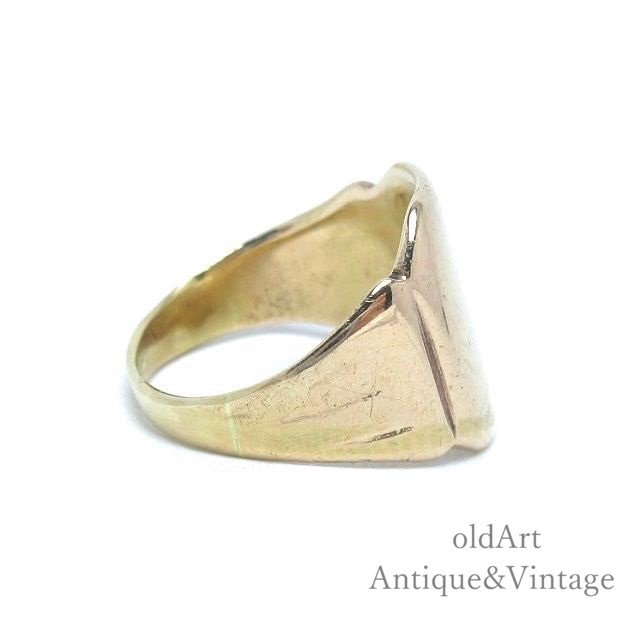 英国イギリス製ヴィンテージ彫刻印台シグネットリング指輪【9CT
