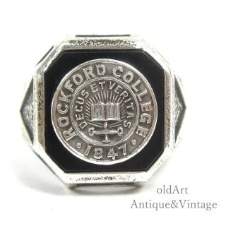 USA製1931年ヴィンテージROCKFORD COLLEGEスターリングシルバー製カレッジリング指輪【9.5号】【N-21959】 