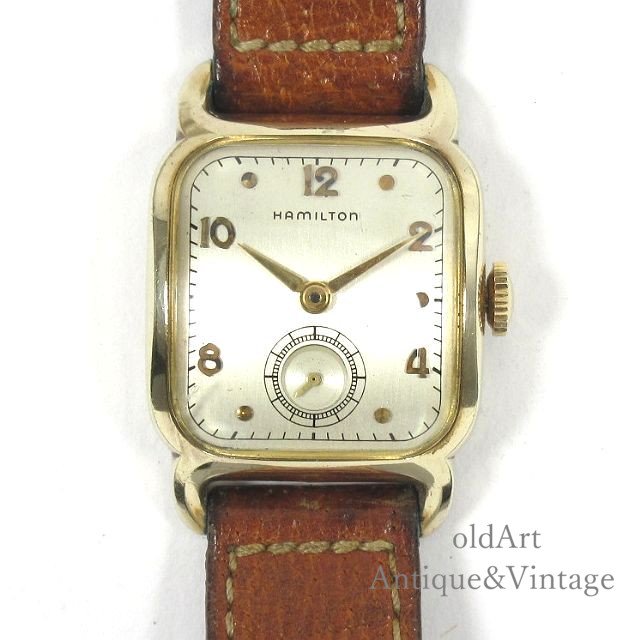 OH済USA1950年代ヴィンテージHAMILTONハミルトンスクエア型10KGF金張り手巻き式メンズウォッチ腕時計【N-22029】  -Antique & Vintage shop oldArt オールドアート