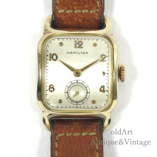 OH済USA1950年代ヴィンテージHAMILTONハミルトンクッション型10KGF金張り手巻き式メンズウォッチ腕時計【N-22029】 