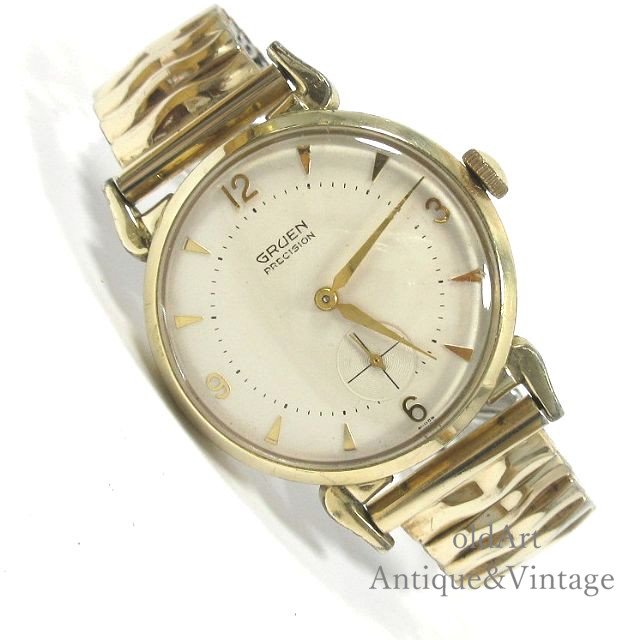 スイス製ヴィンテージ1960年代GRUENグリュエンPRECISION手巻き式メンズ腕時計【N-22031】-Antique & Vintage  shop oldArt オールドアート