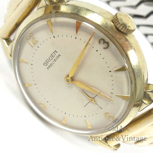スイス製ヴィンテージ1960年代GRUENグリュエンPRECISION手巻き式メンズ腕時計【N-22031】-Antique & Vintage  shop oldArt オールドアート