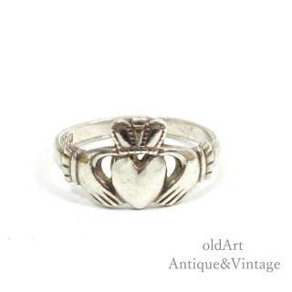 アイルランド製伝統的な指輪Claddagh Ringクラダリングスターリングシルバー製ホールマーク刻印【12.5号】【N-22256】 