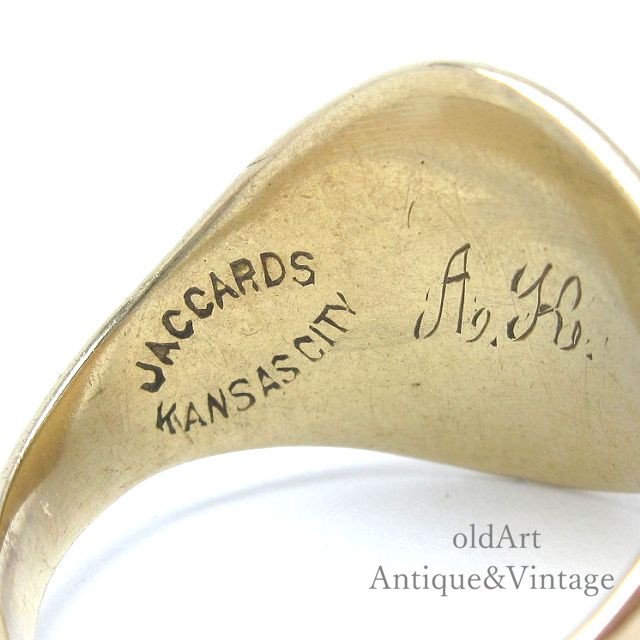USA製1925年Jaccard's Jewelryu0026Co.アンティークカレッジリング指輪【10金無垢/10Kゴールド】【14号】【M-15531】-Antique  u0026 VIntage shop oldArt オールドアート