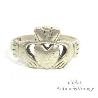 アイルランド製伝統的な指輪Claddagh Ringクラダリングスターリングシルバー製ホールマーク刻印【10号】【N-22581】 