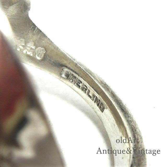 USA製GORHAMアンティーク純銀スターリングシルバー製フラワー彫刻スプーンリング指輪【18.5号/サイズ調整無料】【N-23067】 