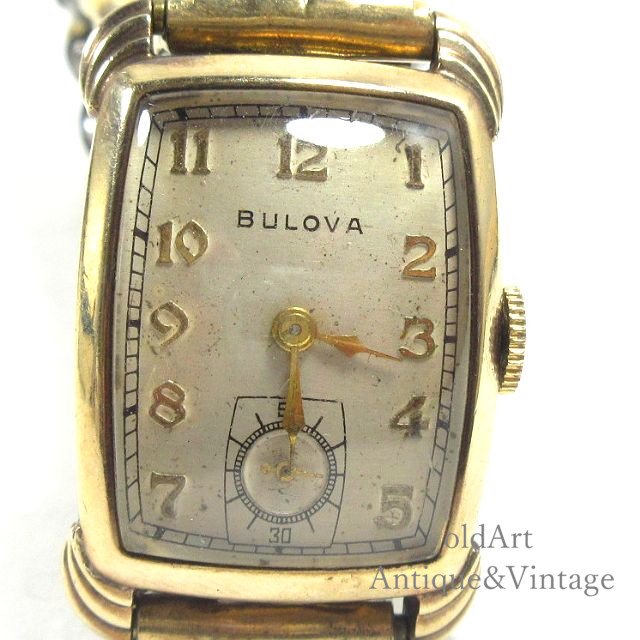 OH済USA1950年代ヴィンテージBulovaブローバレクタンギュラー手巻き式メンズウォッチ腕時計【N-23149】-Antique &  Vintage shop oldArt オールドアート