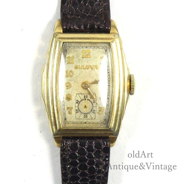 USA製190年代Bulovaブローバレクタンギュラーヴィンテージ手巻き式メンズウォッチ腕時計【N-23153】-Antique & Vintage  shop oldArt オールドアート