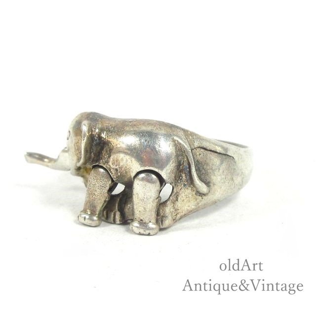 USAアメリカンヴィンテージ象ゾウ銀細工STERLINGシルバー製リング指輪 